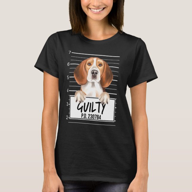Beagle Mugshot Guilty Dog T-Shirt (Front)