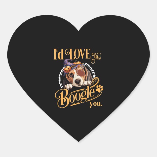 Beagle Mum Halloween Dog Lover Heart Sticker (Front)