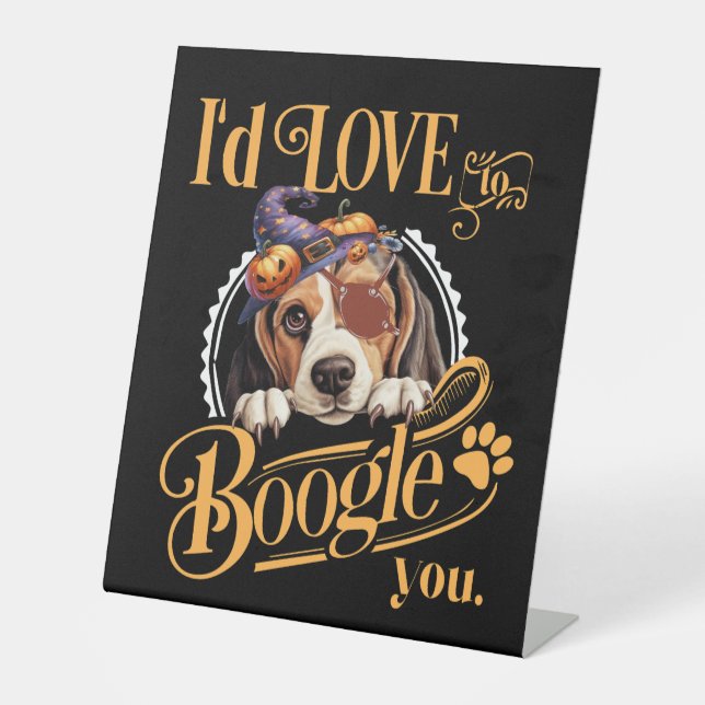 Beagle Mum Halloween Dog Lover Pedestal Sign (Front)
