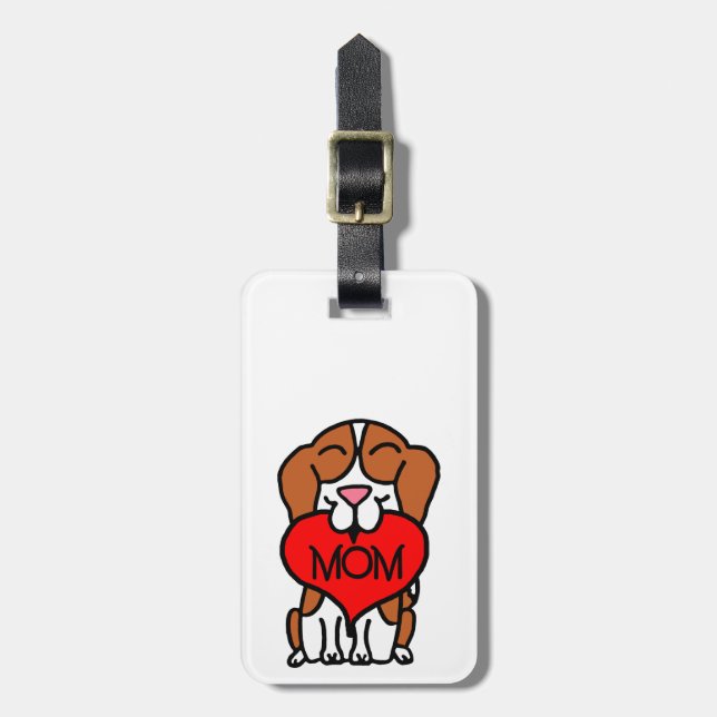 Beagle Mum Hand Drawn Luggage Tag (Front Vertical)