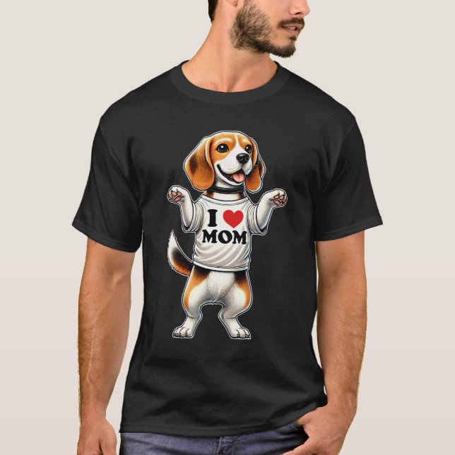 Beagle Mum I Love Mum Beagle Lover T-Shirt (Front)