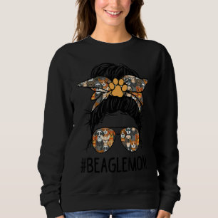 Beagle Mum Messy Bun Dog Mama Pet Owner Mother's D Sweatshirt