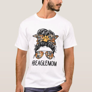 Beagle Mum Messy Bun Dog Mama Pet Owner Mother's D T-Shirt