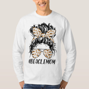 Beagle Mum Messy Bun Hair Dog Mama Pet Owner Mothe T-Shirt