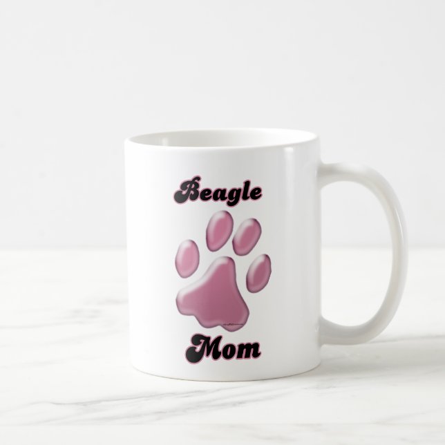 Beagle Mum Pink Pawprint  Coffee Mug (Right)
