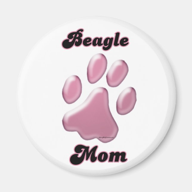 Beagle Mum Pink Pawprint  - Magnet (Front)