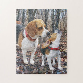 Beagle Mum & Puppy In Woods Jigsaw Puzzle