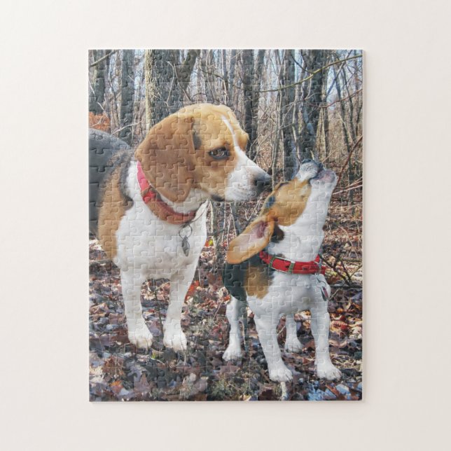 Beagle Mum & Puppy In Woods Jigsaw Puzzle (Vertical)