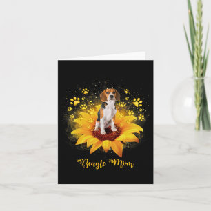 Beagle Mum Sunflower With Dog Paw Mother's Day Card