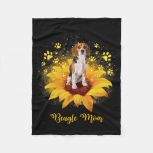 Beagle Mum Sunflower With Dog Paw Mother's Day  Fleece Blanket