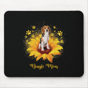 Beagle Mum Sunflower With Dog Paw Mother's Day Mouse Mat