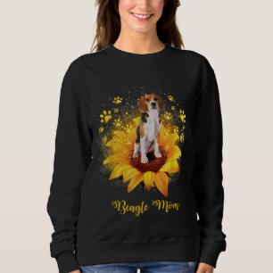 Beagle Mum Sunflower With Dog Paw Mother's Day Sweatshirt