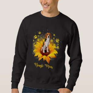 Beagle Mum Sunflower With Dog Paw Mother's Day Sweatshirt
