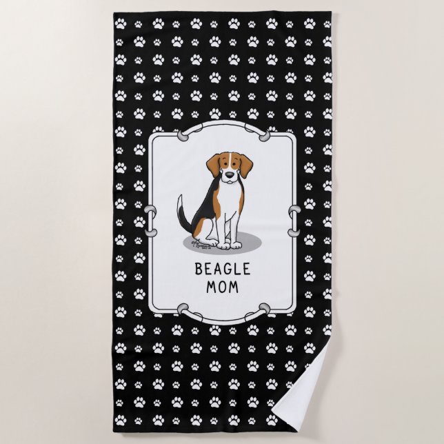 Beagle Mum (tri colour 3) Dog Cute Dog Mum Beach Towel (Front)