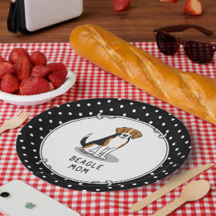 Beagle Mum (tri colour 3) Dog Fun Cute Dog Mum Paper Plate