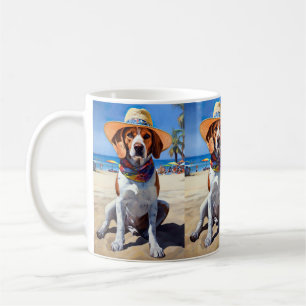 Beagle on Beach, summer gift for dog lovers  Coffee Mug