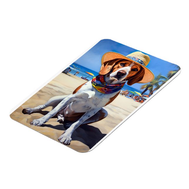 Beagle on Beach, summer gift for dog lovers  Magnet (Left Side)