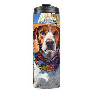 Beagle on Beach, summer gift for dog lovers  Thermal Tumbler