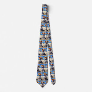 Beagle on Beach, summer gift for dog lovers  Tie