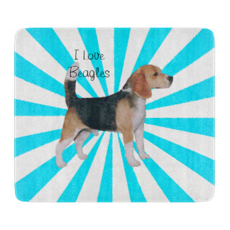 Beagle on Turquoise Pinwheel Cutting Board
