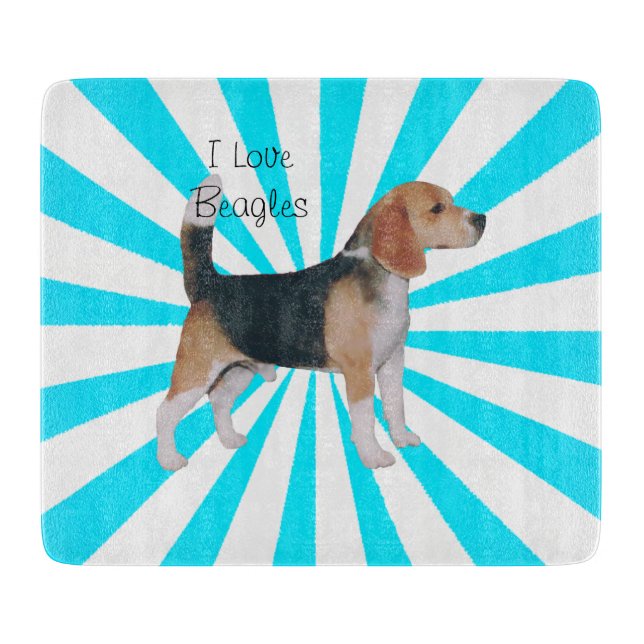 Beagle on Turquoise Pinwheel Cutting Board (Front)