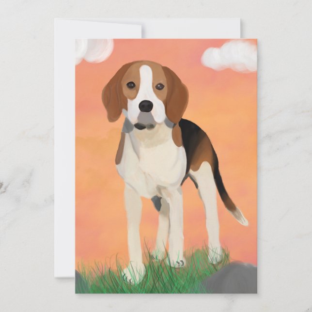 Beagle Painting - Birthday Card (Front)
