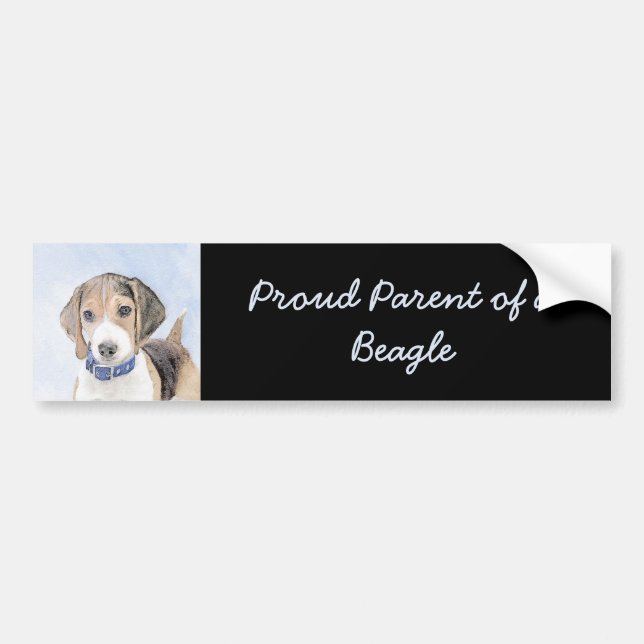 Beagle Painting - Cute Original Art Bumper Sticker (Front)