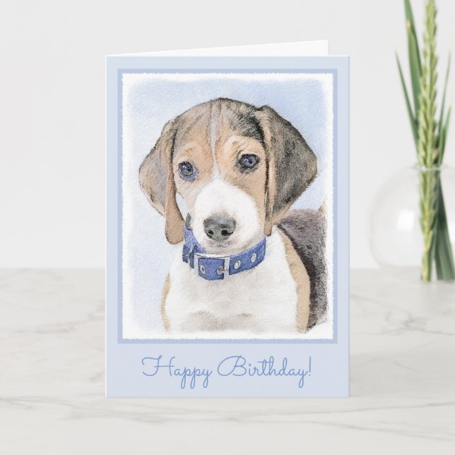 Beagle Painting - Cute Original Art Card (Front)