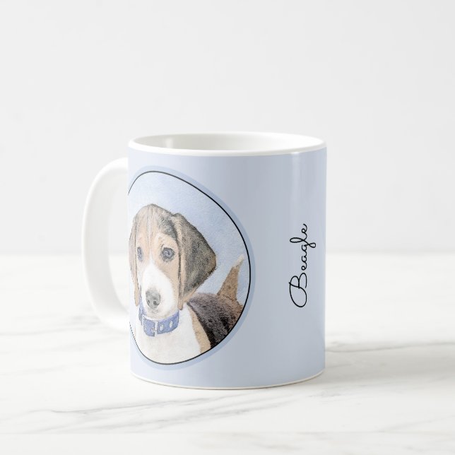 Beagle Painting - Cute Original Art Coffee Mug (Front Left)