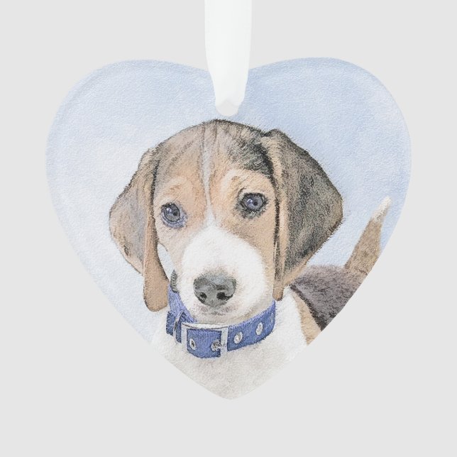 Beagle Painting - Cute Original Art Ornament (Front)