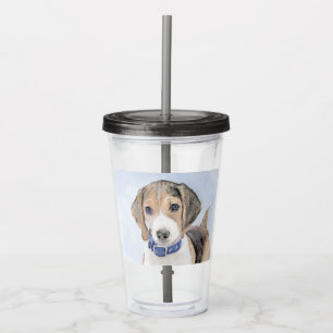 Beagle Painting - Cute Original Dog Art Acrylic Tumbler