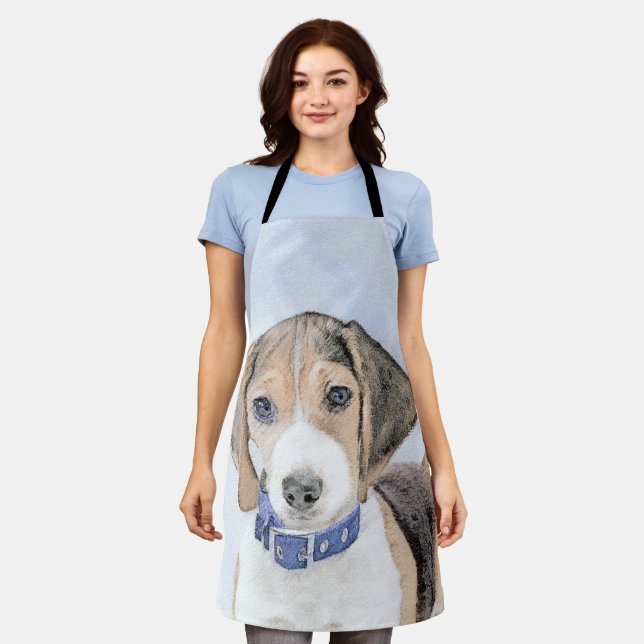 Beagle Painting - Cute Original Dog Art Apron (Worn)