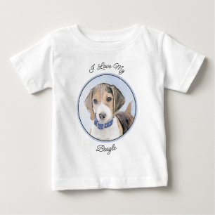 Beagle Painting - Cute Original Dog Art Baby T-Shirt