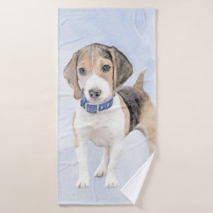 Beagle Painting - Cute Original Dog Art Bath Towel Set