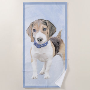 Beagle Painting - Cute Original Dog Art Beach Towel
