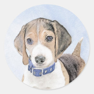 Beagle Painting - Cute Original Dog Art Classic Round Sticker
