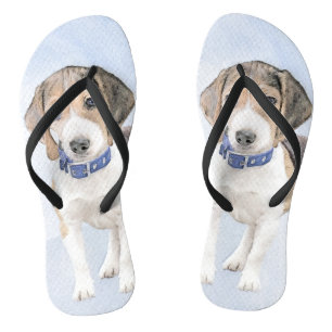 Beagle Painting - Cute Original Dog Art Flip Flops