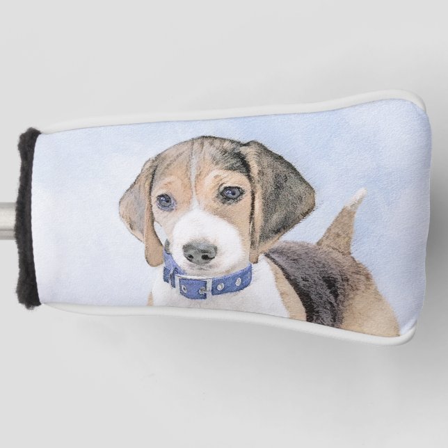 Beagle Painting - Cute Original Dog Art Golf Head Cover (Front)