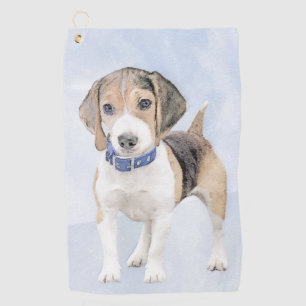Beagle Painting - Cute Original Dog Art Golf Towel