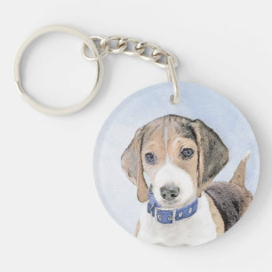 Beagle Painting - Cute Original Dog Art Key Ring