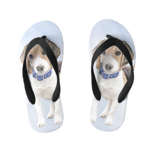 Beagle Painting - Cute Original Dog Art Kid's Flip Flops