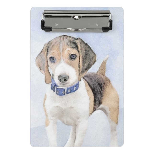 Beagle Painting - Cute Original Dog Art Mini Clipboard (Front)