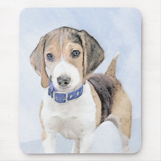 Beagle Painting - Cute Original Dog Art Mouse Mat (Front)