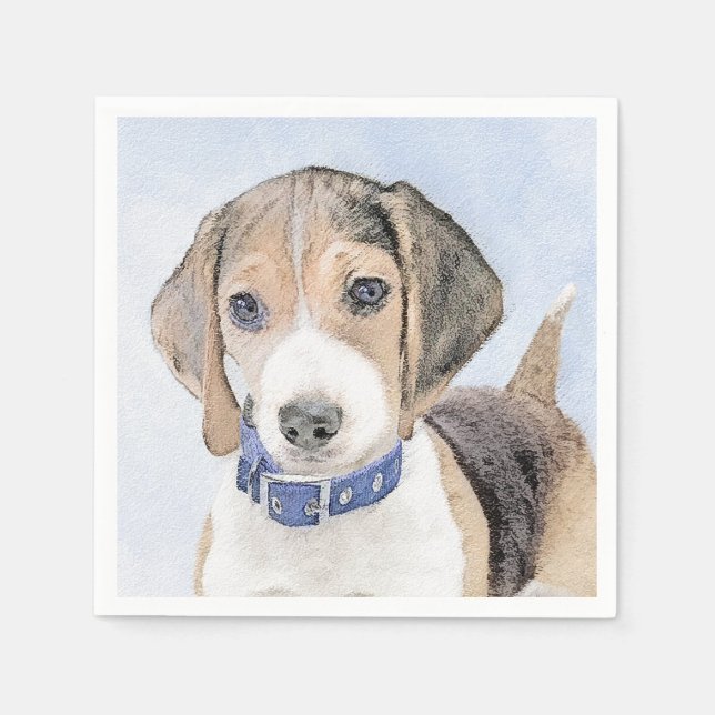 Beagle Painting - Cute Original Dog Art Napkin (Front)