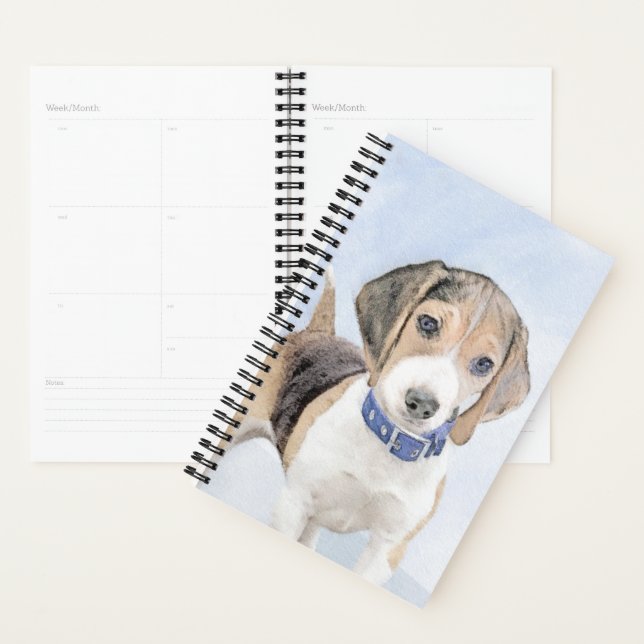Beagle Painting - Cute Original Dog Art Planner (Display)
