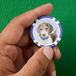 Beagle Painting - Cute Original Dog Art Poker Chips