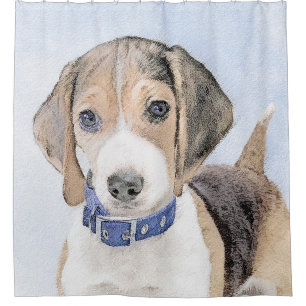 Beagle Painting - Cute Original Dog Art Shower Curtain