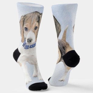 Beagle Painting - Cute Original Dog Art Socks