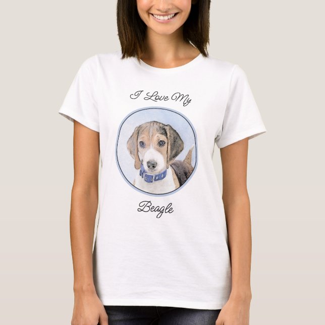Beagle Painting - Cute Original Dog Art T-Shirt (Front)