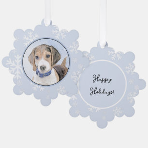 Beagle Painting - Cute Original Dog Art Tree Decoration Card